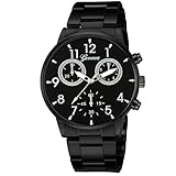 Retoo Herren Armbanduhr Analog Quartz mit Edelstahl Armband Minimalistische, Unisex Uhren Casual Outdoor, Elegantes Klassische Geschenk für Männer und Damen, Schwarz