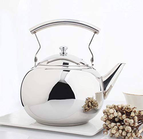 OMGard Teapot with Infuser Loose Tea Leaf 2 Liter Stainless Steel Tea Pot Coffee Water Small Kettle Filter Set Warmer Teakettle for Stovetop Induction Stove Top 2.1 Quart / 68 Ounce