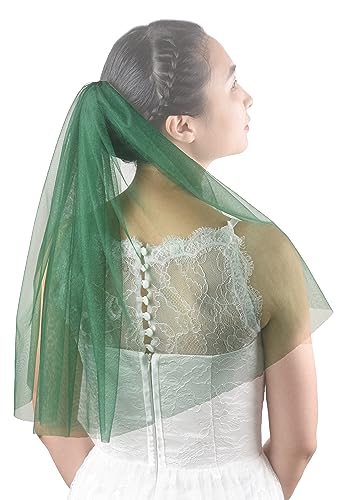 FANFAN Bachelorette Veil Sparkle Fun Party Veil Bride to Be Gift Bridal Shower Bridal Veil Glitter Bridal Veil for Women and Girls Y066 (Green)