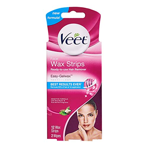 VEET ReadyToUseWaxStrips Hair Remover Face 12 ea (Pack of 3)