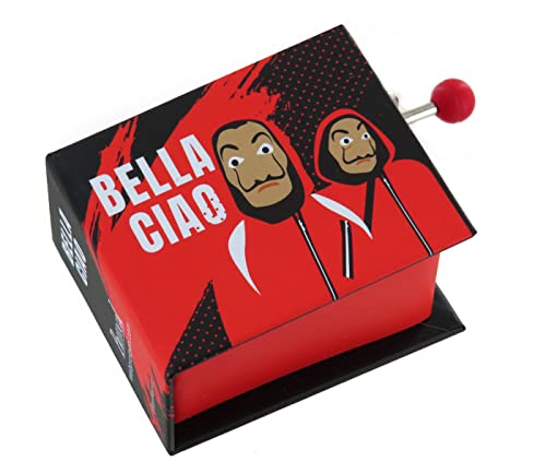 Caja de música/Caja Musical de manivela de cartón Decorado en Forma de Libro con Mecanismo Musical de 18 Notas   Bella Ciao (Tradicional)