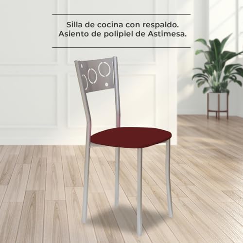 ASTIMESA SCPRBU Dos sillas de Cocina, Metal, Burdeos, Altura de Asiento 45 cms - imagen 2