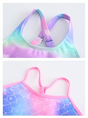 Image of Girls One Piece Bathing Suit Mermaid Printed Beach Swimwear