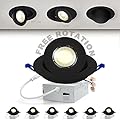 Adetu 4 Inch Gimbal Black Led Recessed Light, 360°+90° Adjustable Directional Recessed Lighting, 2700K/3000K/3500K/4000K/5000K Dimmable Retrofit Eyeball Can Light with Jbox,ETL?Black?6 Pack?