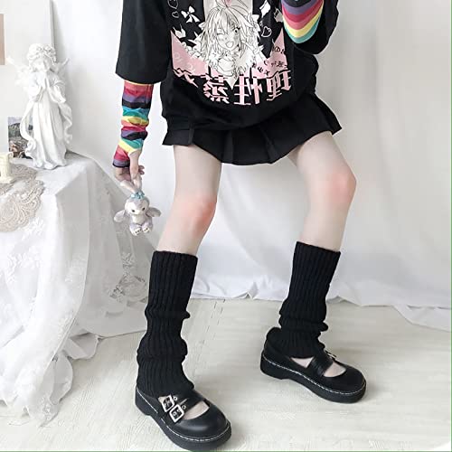 ZQFFB Leg Warmers Kawaii Black White Goth Stacked Leg Warmer of Japanese Style for Women 80s Party Sports Y2k Fashion2