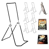 6 Pack 9.17 Inch Large Metal Book Stand for Display - Adjustable Foldable Metal Easels, Durable Black Iron Display Holder Photo Frame Book Stand Tabletop Easels for Books Plates Albums CDs Magazine