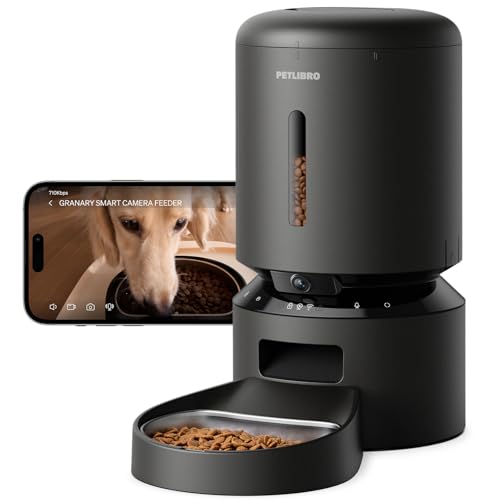 PETLIBRO Automatic Cat Feeder with Camera, 1080P HD Video with Night Vision, 5G WiFi Pet Feeder with 2-Way Audio, Low Food & Blockage Sensor, Motion & Sound Alerts for Cat & Dog Single Tray by PETLIBRO - Used condition - US$103.20