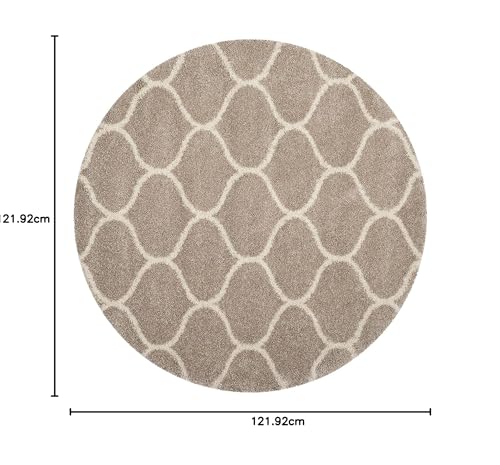 Image of Modern Plush Area Rug for Bedroom Living Room Home Decor (4x4 Feet Round, Beige|Ivory)