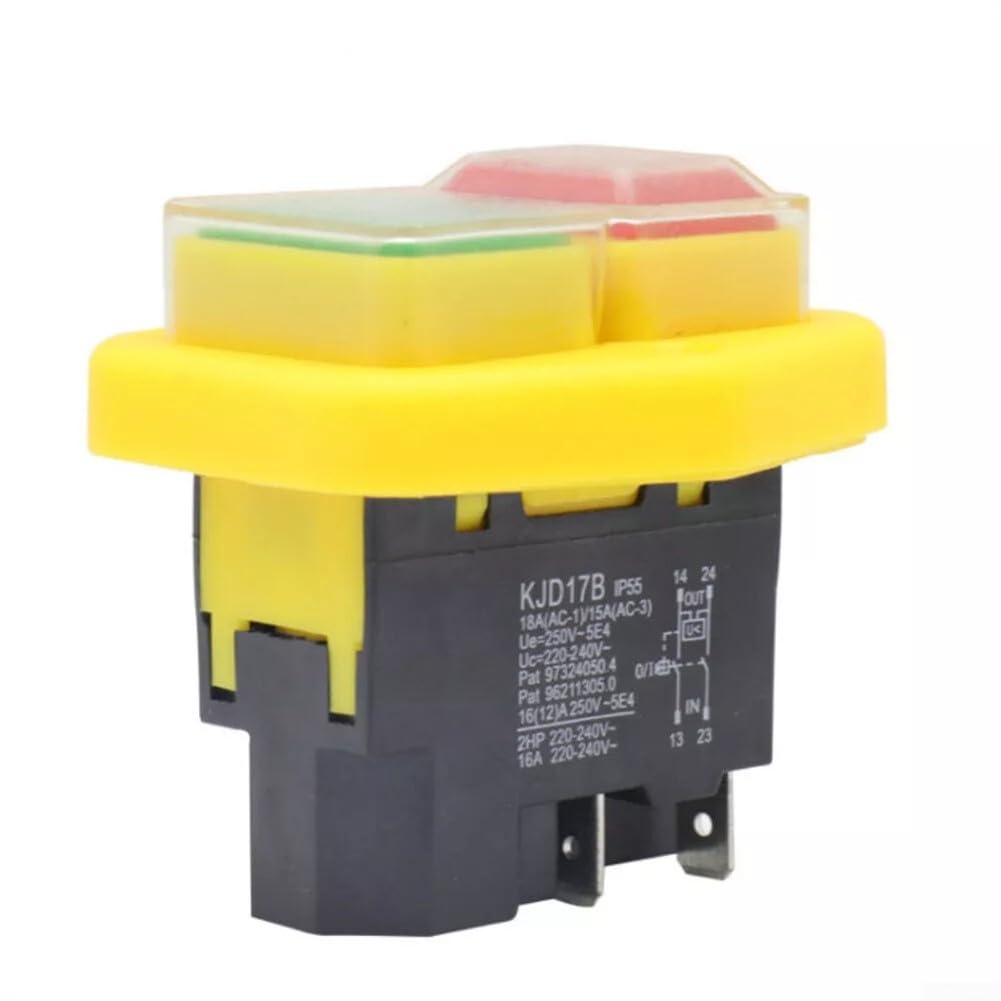 KJD17B AC220V 18A Interruptor de botón magnético impermeable de 4 pines para herramientas de jardinería y herramientas eléctricas industriales
