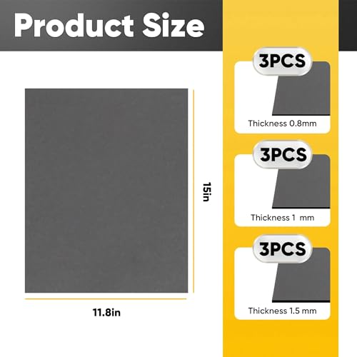Image of 9 Pack 15 inchx11.8 inchNon Asbestos Gaskets Materials Sheet Set - High Temp Gasket Material for DIY Exhaust Gasket Maker, Engine Gaskets, Oil Diesel Gasoline Seal Repair, 0.8mm, 1mm, and 1.2mm