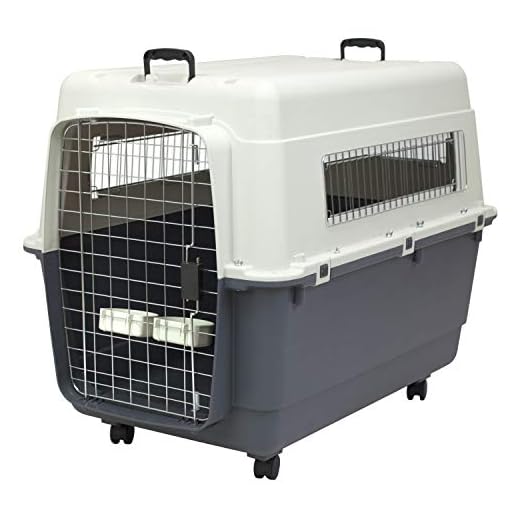 SportPet Designs Plastic Kennels Rolling Plastic Wire Door Travel Dog Crate, XXL