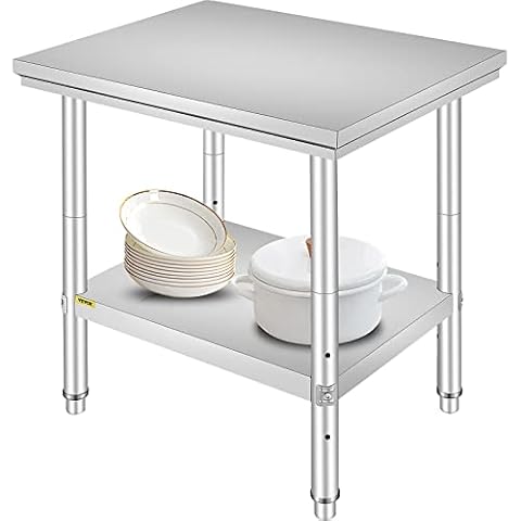 VEVOR Arbeitstisch 60x76x80 cm NSF Edelstahl Arbeitstisch für kommerzielle Küche Prep Werkbank 60 x 76 x 80 cm mit unterem Regal Arbeitstisch Silber für kommerzielle Küche Restaurant Cover
