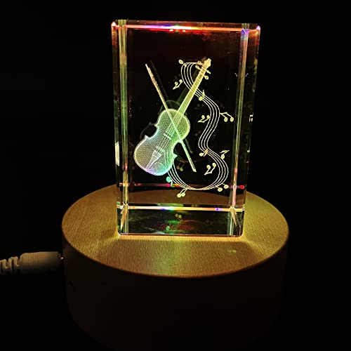 Xindam 3D Violin Paperweight Laser Etched In Crystal Glass Cube Music Graduation Christmas Birthday Valentine's Day #TOP3