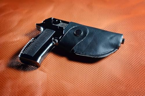 Image of Heavy Metal Gun Pistol Shaped with Barrel Pull Back System and Holster Pocket Lighter
