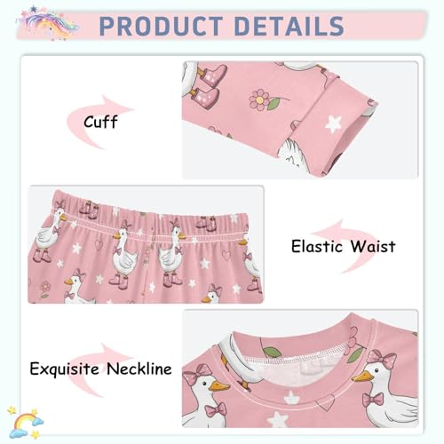 Pajama Sets Long Sleeve Cute Ducks with Boots Soft Comfy Sleepwear 2 Piece PJS 3-8T4