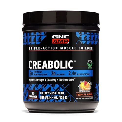GNC AMP CREABOLIC, Triple Action Muscle Builder with 5G Micronized Creatine Monohydrate, 3G of myHMB...