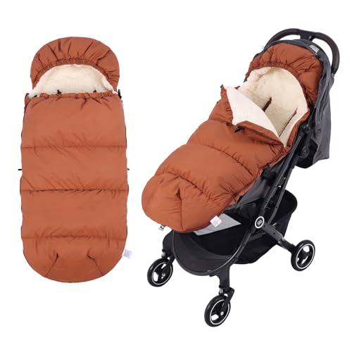 auvstar Waterproof &Thicken Universal Stroller Cover Winter Stroller Footmuff Bunting Bag for Warm Strollers Muff Stroller Accessories for Baby Sleeping Bag Winter Stroller Blanket (Brown)