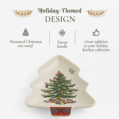 Spode Christmas Tree Tartan Spoon Rest | 7 – Inch Tree Shaped Cooking Utensil Rest | Spatula Ladle Holder For Kitchen Countertop | Made Of Fine Porcelain Dishwasher Safe #TOP2