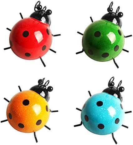YiYa Metal Ladybug decoration Metal Ladybug Wall Decoration Metal Ladybugs Wall Art Metal Ladybug Garden Decorations for Hanging Wall Art Garden Lawn Decor Indoor Outdoor Wall Sculptures