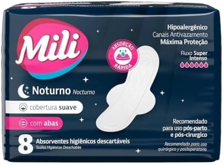 Mili Absorvente Noturno Suave C/Abas – 8 Unidades
