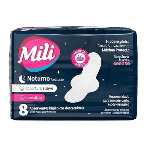 Absorvente Mili Noturno Suave com Abas 8 Unidades