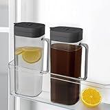 [2-PACK] SlimFit 2 Quart (2 Liter) pitcher with lid - Water jug for fridge door - Leakproof 64oz plastic pitcher with lid - Drink Container for Juice, Iced Tea, Coffee, BPA-Free Plastic, Black