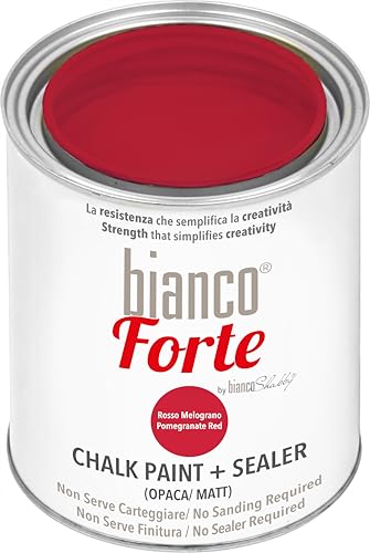 Bianco Forte Rojo Granada 1L Pintura a la Tiza con Acabado/Protección 2 en 1: Chalk Paint Súper Resistente