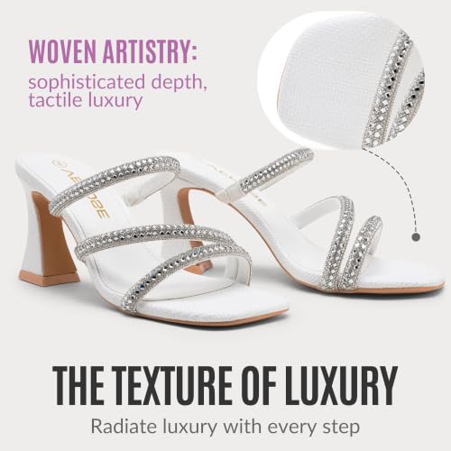 Vepose Women's White Rhinestone Strappy Heeled Sandals, Size 7, 6125 - image 3