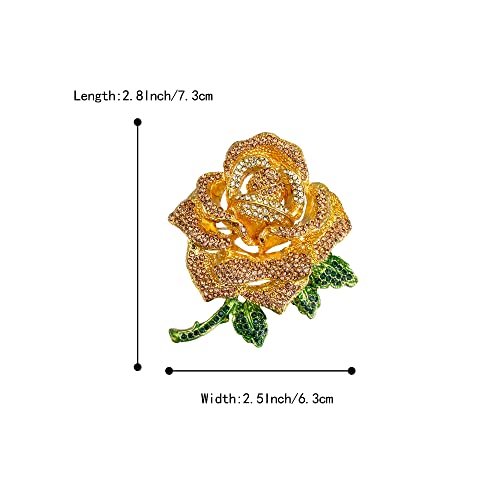 Image of BriLove Women's Austrian Crystal Rhinestones Rose Flower Brooch Pin for Party Prom