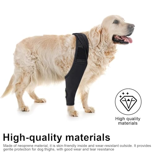 HSUYUN XL Leckschutz Hund Hinterbein, Verstellbar Leckschutz Hinterbein Hund, Schwarz Hunde Kniebandage Hinterbein, für Unterstützung und Schutz der Vorder- und Hinterbeine von Hunden