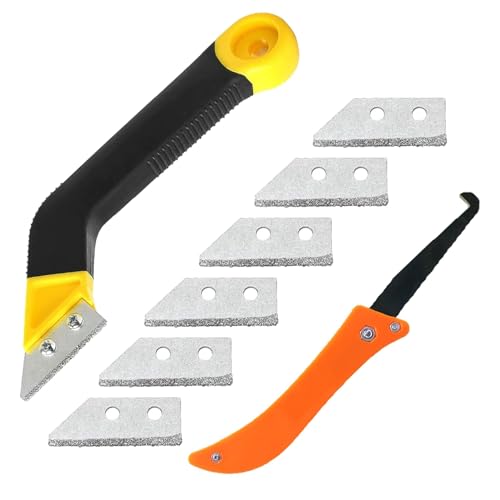 8Pcs Rascador Juntas Azulejos Removedor de Lechada Herramientas para Juntas de Baldosas con 6 Cuchillas de Repuesto para Limpieza de Hendiduras