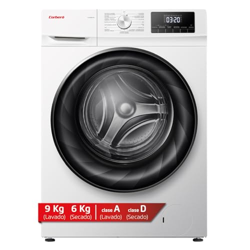 Corberó - Lavadora Secadora Carga Frontal | CLSH96VIN | 9 Kg/6 Kg | 1400 RPM | 15 Programas | Inverter | Vapor | Inicio Diferido | ECO | Puerta XXL | Blanco