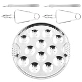MUELODSIC Juego de 5 Piezas de Platos para Servir Caracoles de Acero Inoxidable, Bandeja para Hornear 12 Agujeros, Pinzas para Aperitivos, Utensilios de Cocina para Restaurante y Hogar