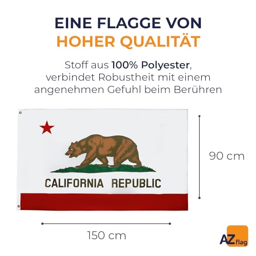AZ FLAG - Flagge Kalifornien - 150x90 cm - Kalifornische Bundesstaat Fahne 100% Polyester mit Messing-Ösen - 110g