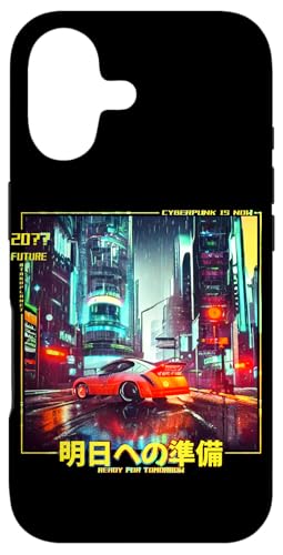 Custodia per iPhone 17 Tokyo cyberpunk Auto in retrò 80's 90's vaporwave estetica