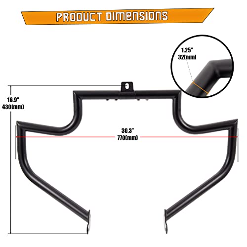 Kinglemc Crash Bar Engine Guard Highway Freeway Bar For Harley Davidson Softail Fl Deluxe Fat Boy Slim Heritage Springer Classic Cross Bones 2000-2017(Black) #TOP4