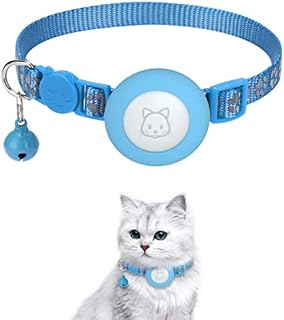 Reflective Airtag Cat Collar with Air Tag Holder Case, Adjustable Cat Collar with Breakaway Buckle Design Compatible with Apple Airtag Tracker for small Boys Girls Cats Puppies (Blue)