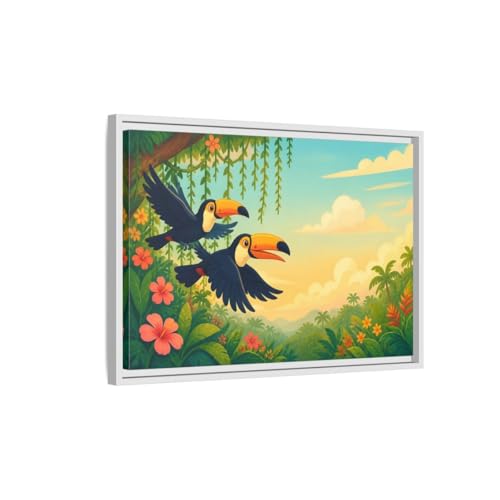 Canvas oiseaux toucans décoration murale cartoon chambre fille garçon
