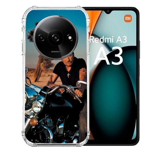 Coque Xiaomi Redmi A3 Johnny Hallyday en Moto pour Motards et Rockeurs