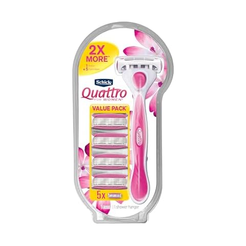 Schick Quattro Womens Razor Value Pack, Including 1 Razor Handle and 5 Razor Refills Cover