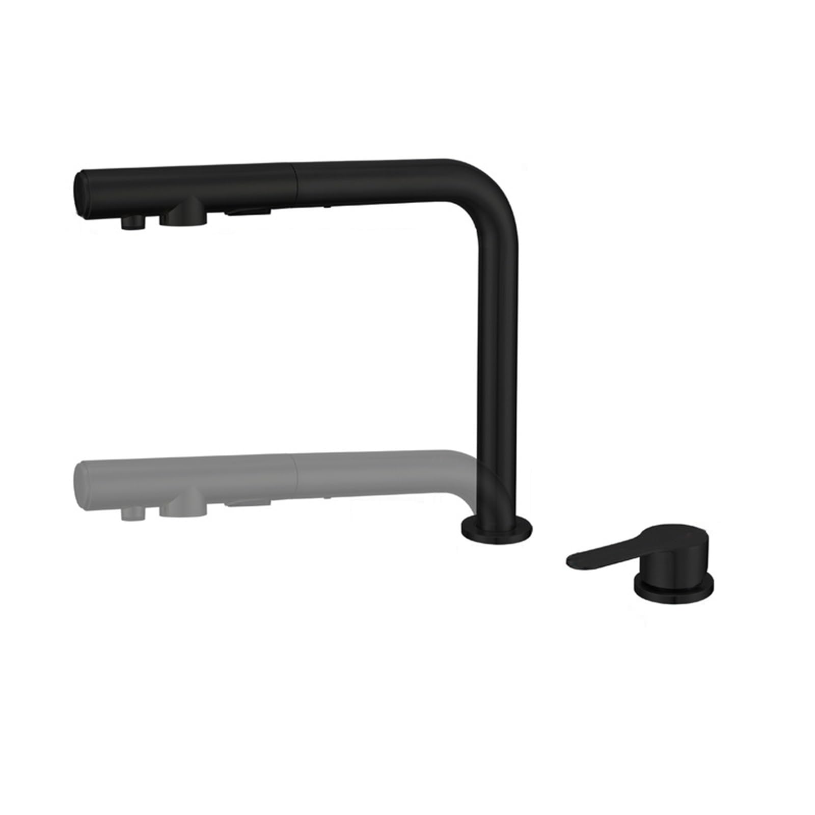XJTNLB Grifo Cocina 3 Vias Osmosis Extraible Negro Grifo de Cocina Fregadero Bajo Ventana Giratorio A 360° Grifo Camper