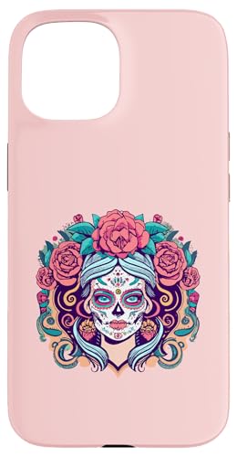 Dia De Los Muertos Floral Sugar Skull La Catrina Mujer Chica Carcasa para iPhone 15