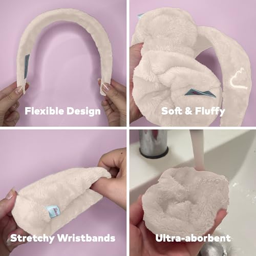 Image of Drip Eraser by The Original Makeup Eraser, Absorbent Headband, 2 Wristbands, 1 PRO Cloth to Collect Water During Face Washing, 4 Piece Bridal Spa Set, One Size Fits Most, Wedding White