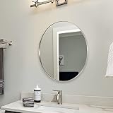 ANDY STAR 36'' Chrome Round Mirror, Polished Silver Round Bathroom Mirror, Big Circle Wall Mirror in