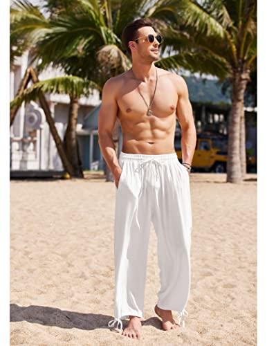 Coofandy Men's Cotton Linen Pants Causal Yoga Harem Pants Beach Baggy Hippie Boho Pants #TOP1