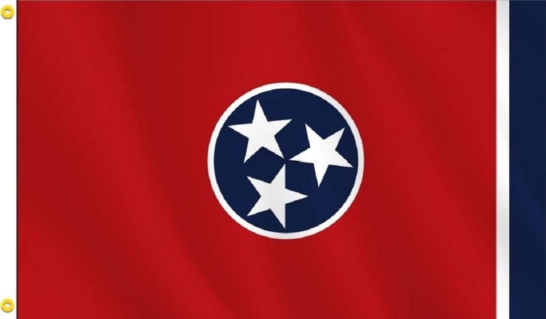 Made in the USA! 3' X 5' Nylon North Carolina Flag with Canvas Header and Heavy-Duty Brass Grommets, measures 3-foot by 5-foot, made for flagpoles up to 20'