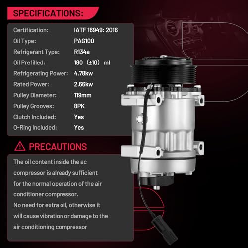 BDFHYK 68589 Air Conditioning A/C Compressor with Clutch Compatible with Dodge Ram 2500, Ram 3500 5.9L 1994-2005, Replacement 19193007, 55055339