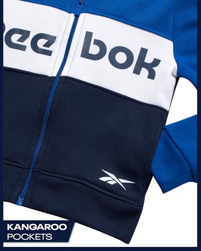 Reebok Toddler Boys Tracksuit - 2 Piece Cozy Soft Fleece Toddler Zip Up Hoodie Sweatshirt and Boys Jogger Pants Outfit 5