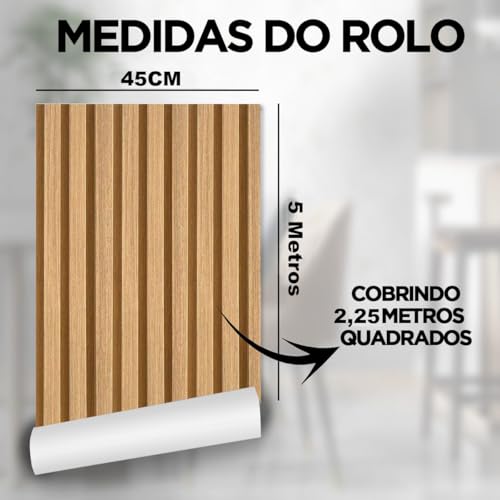 5 Metros - Papel Adesivo Envelopamento Móveis Imita Madeira (Ripado Eco Reno)