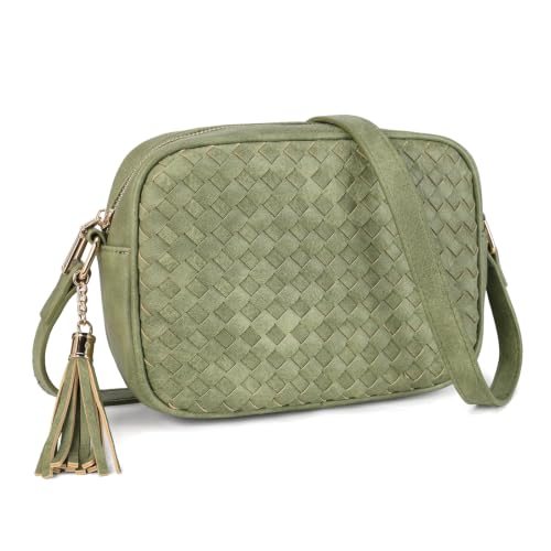 Image of AFKOMST Woven Crossbody Bags for Women Small Boho Purse with Roomy Space | Vegan Leather Camera Bag; Lightweight; Fits iPad mini, Long Wallet; Hands-Free Everyday